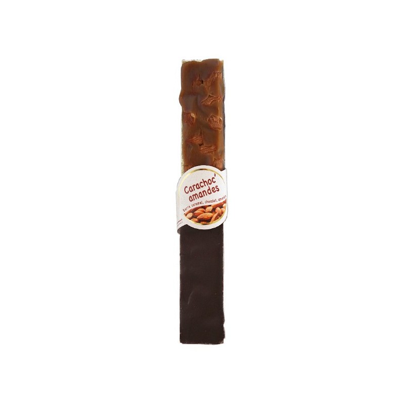 Carachoc amandes 100 g - barre caramel tendre, chocolat noir et amandes Carachoc amandes 100 g - barre caramel tendre, chocolat noir et amandes