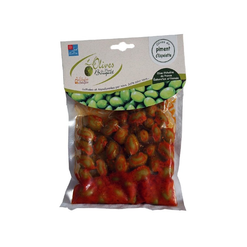 Olives au piment d’Espelette 200g Olives au piment d’Espelette 200g