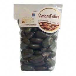 Amand'olives 150g - Amandes grillées salées enrobées de Chocolat noir à l'huile d'Olive